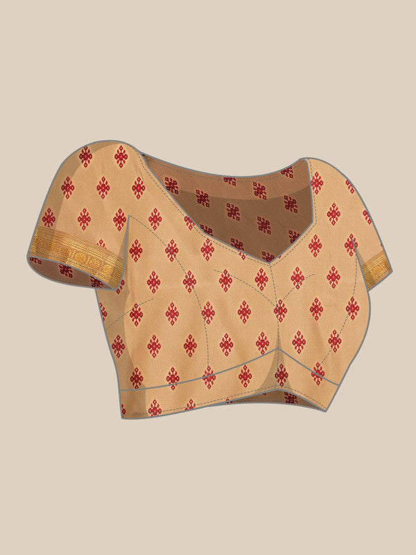 Maroon Silk Blend Digital Print Ikkat Saree with Unstitched Blouse - Hiral Fashion | Swadesiicart