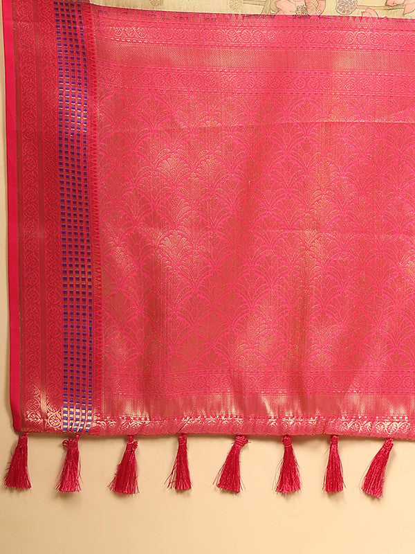 Multicolor Art Silk Digital Print Floral Saree with Unstitched Blouse - Hiral Fashion | Swadesiicart