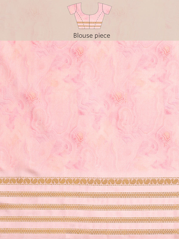 Pink Art Silk Printed Floral Saree with Unstitched Blouse - Hiral Fashion | Swadesiicart