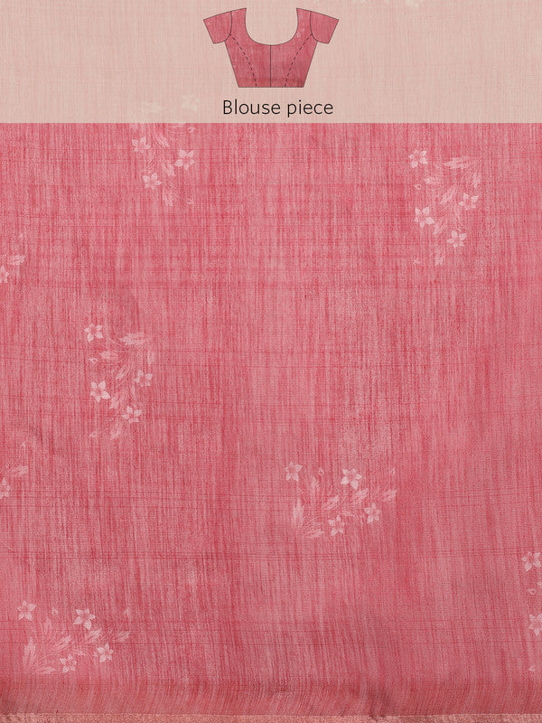 Red Silk Cotton Digital Print Solid Swadesiicart with Unstitched Blouse - Hiral Fashion