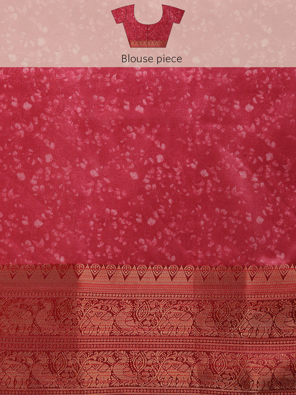 Olive Pure Silk Digital Print Floral Swadesiicart with Unstitched Blouse - Hiral Fashion