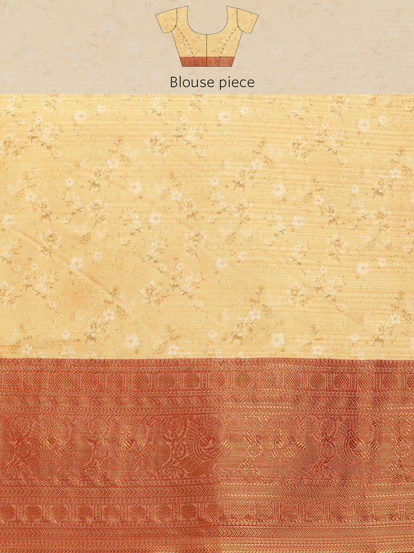 Multicolor Pure Silk Digital Print Floral Saree with Unstitched Blouse - Hiral Fashion | Swadesiicart