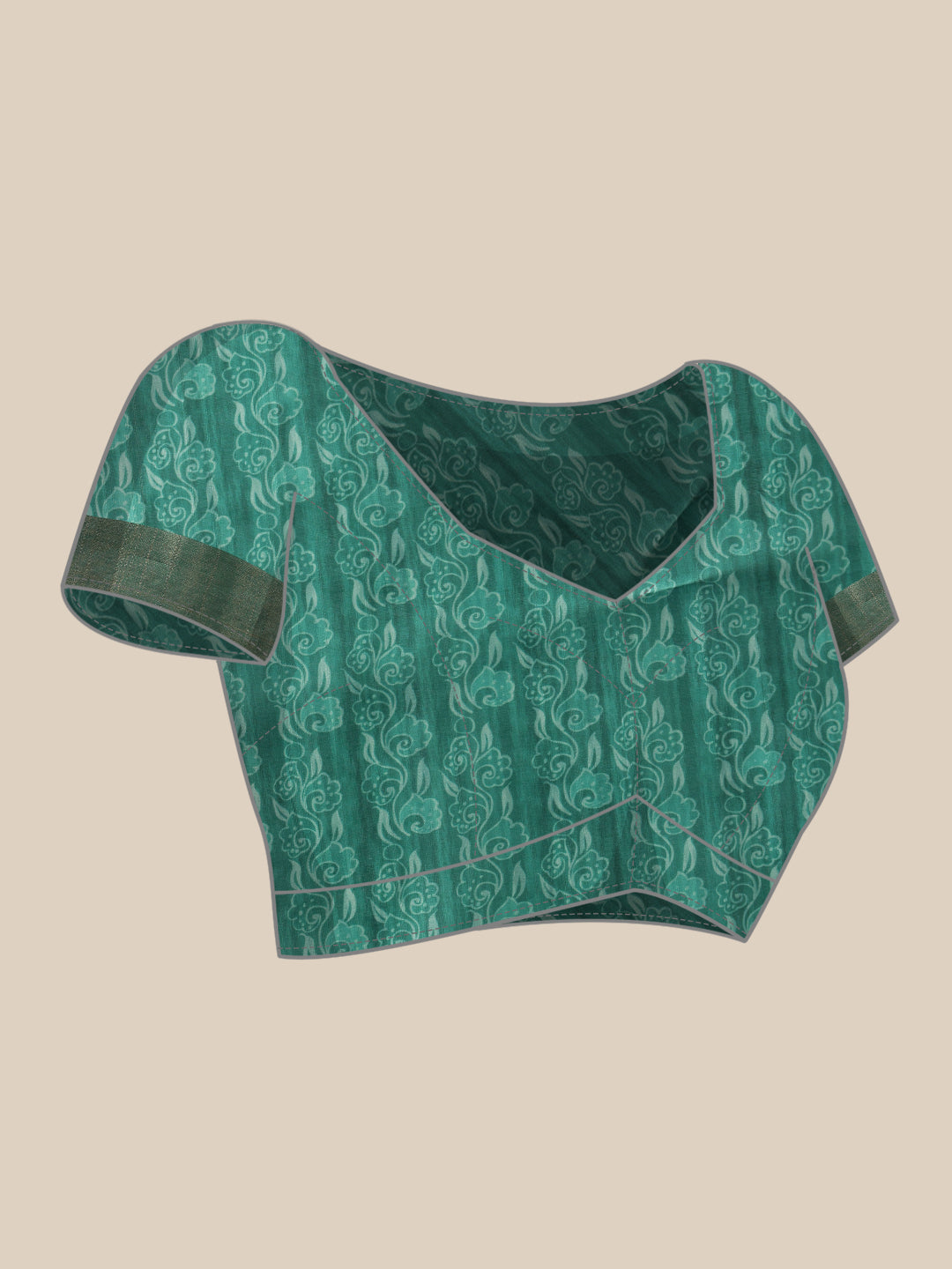 Hiral Fashion Teal Ikkat Kotha Silk Floral Digital Print Saree | Swadesiicart