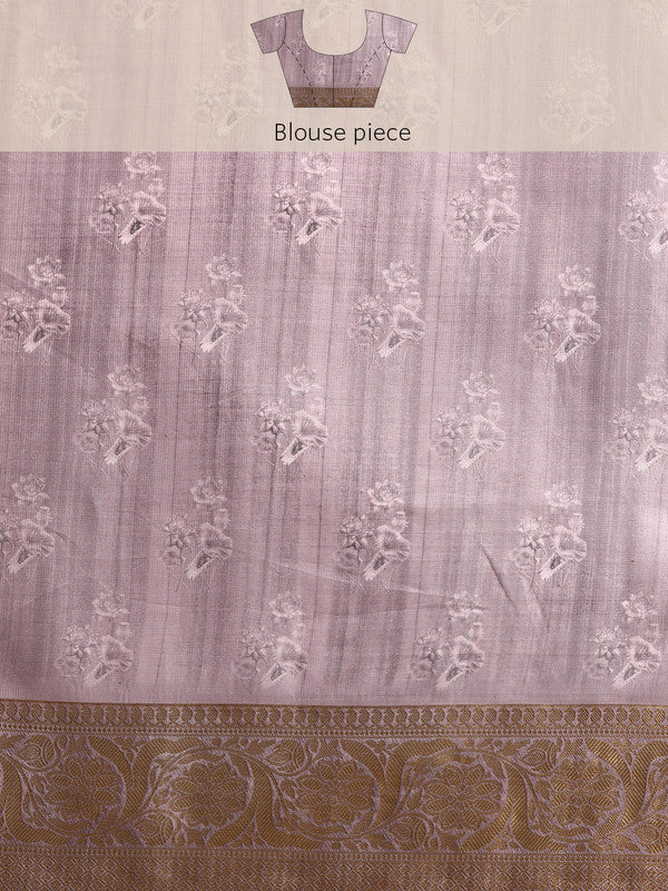 Gray Munga Silk Digital Print Kalamkari Saree with Unstitched Blouse - Hiral Fashion | Swadesiicart