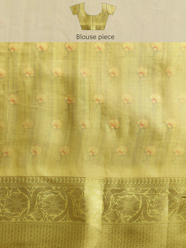 Olive Munga Silk Digital Print Animal Print Swadesiicart with Unstitched Blouse - Hiral Fashion