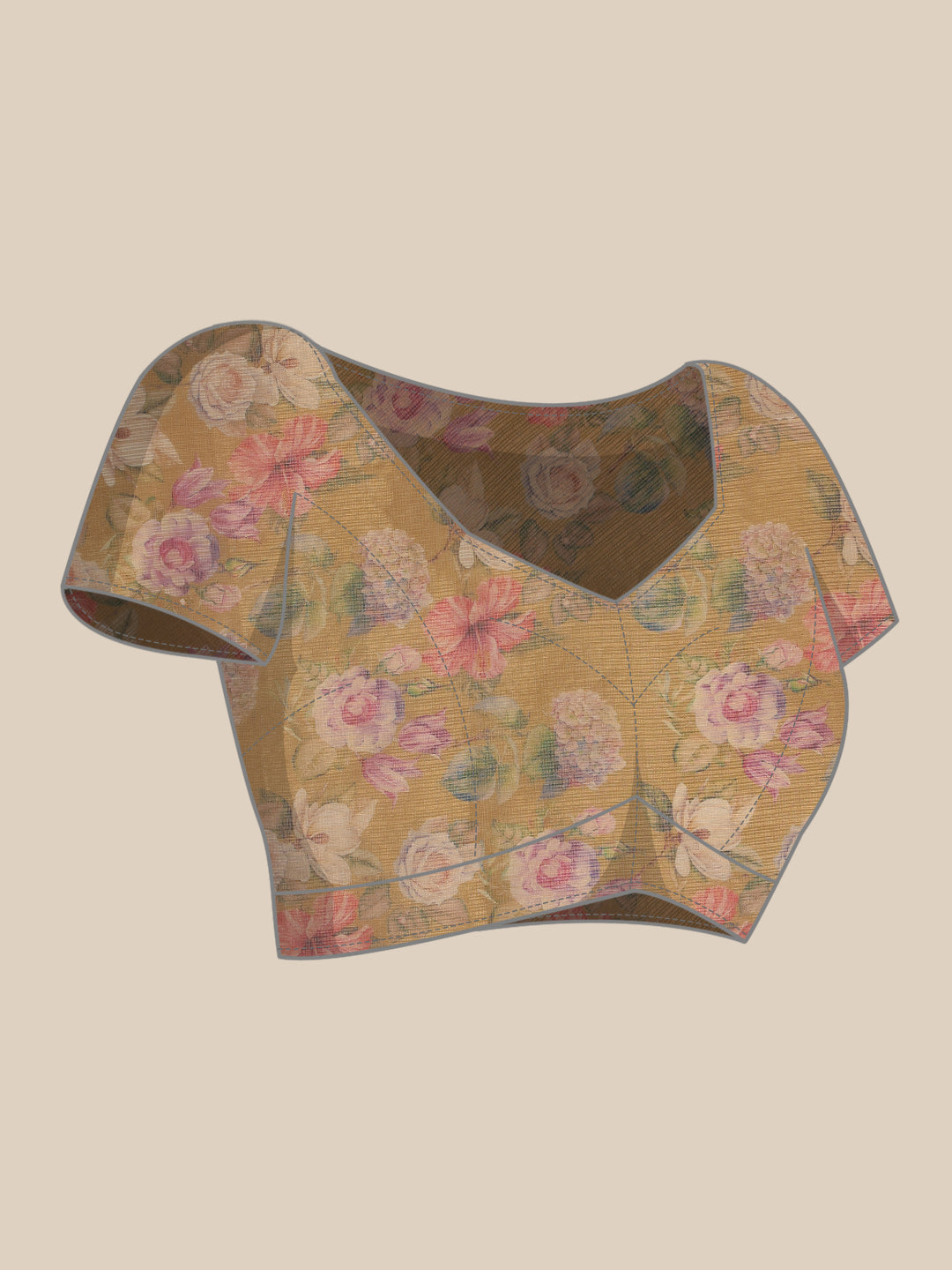 Hiral Fashion Peach Kota Doria Tissue Silk Floral Digital Print Swadesiicart