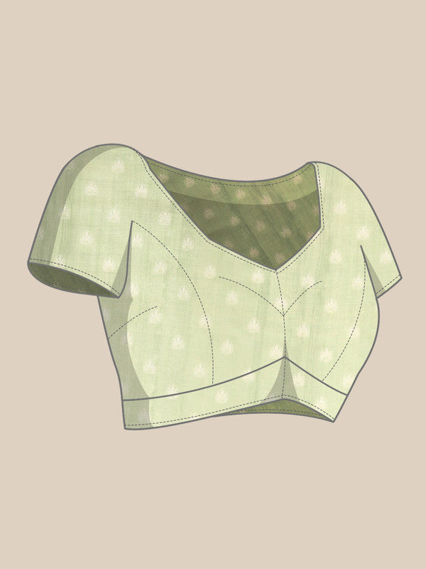 Olive Cotton Blend Digital Print Floral Saree with Unstitched Blouse - Hiral Fashion | Swadesiicart