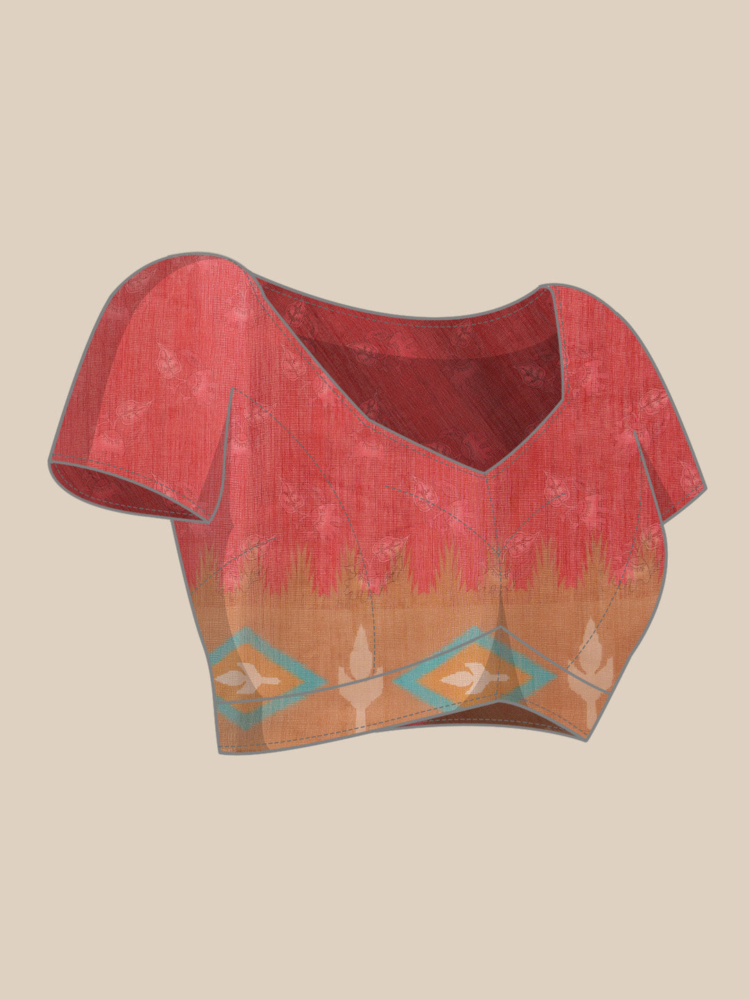 Hiral Fashion Red Banarasi Silk Cotton Floral Digital Print Saree | Swadesiicart