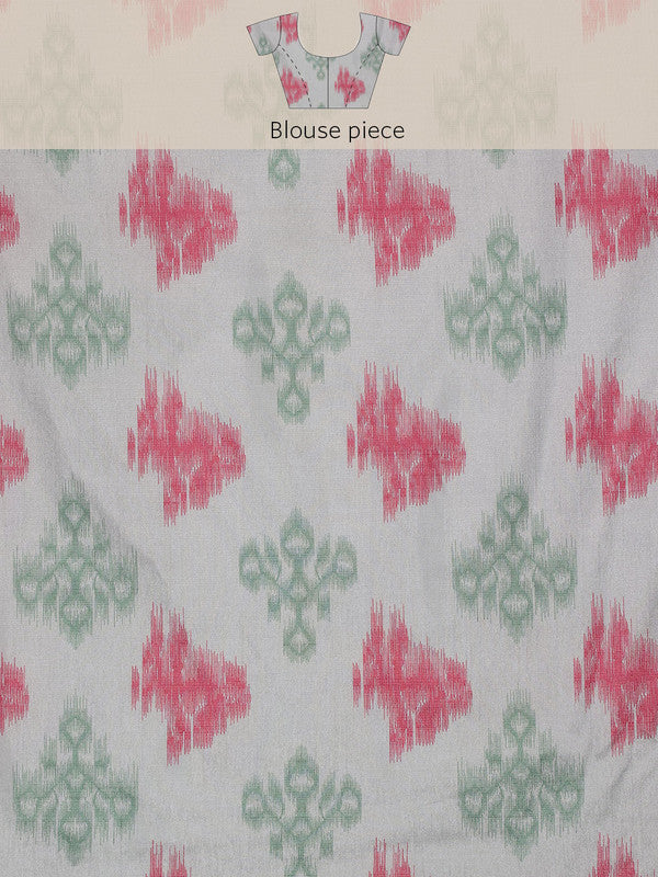 Pink Silk Blend Digital Print Striped Saree with Unstitched Blouse - Hiral Fashion | Swadesiicart