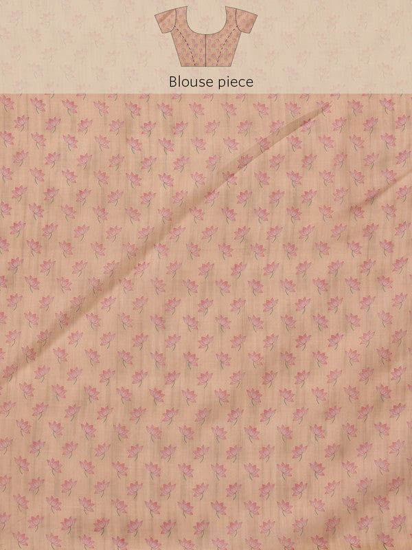 Light Pink Cotton Blend Digital Print Animal Print Saree with Unstitched Blouse - Hiral Fashion | Swadesiicart