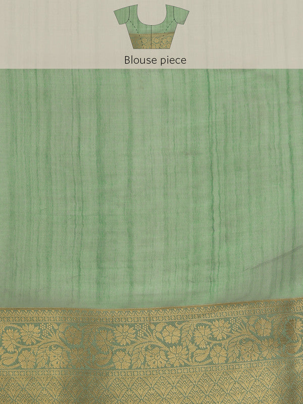 Green Kota Doria Embroidered Floral Saree with Unstitched Blouse - Hiral Fashion | Swadesiicart