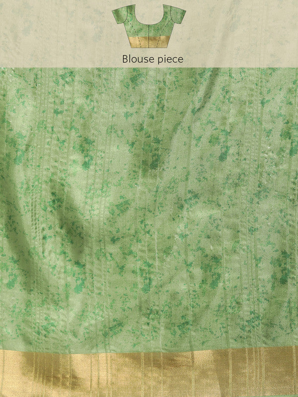 Green Silk Blend Digital Print Floral Saree with Unstitched Blouse - Hiral Fashion | Swadesiicart