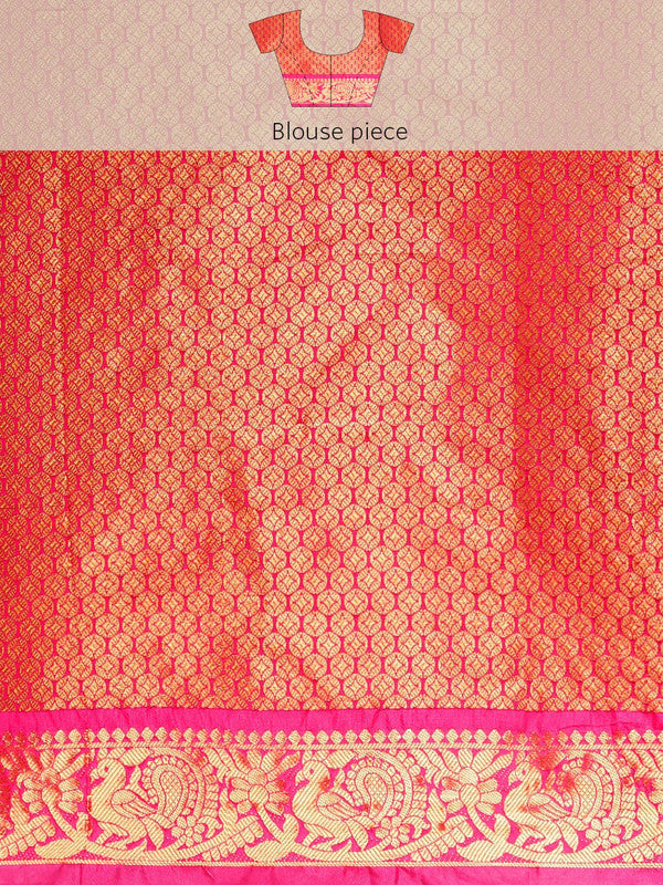 Mustard Pure Silk Woven Zari Design Polka Dots Saree with Unstitched Blouse - Hiral Fashion | Swadesiicart