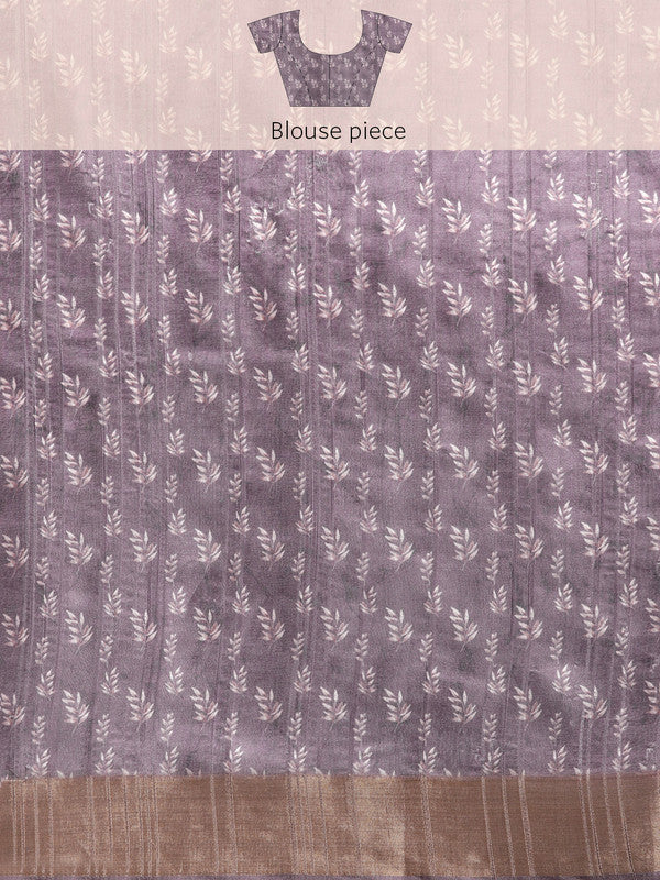 Lavender Silk Blend Digital Print Floral Saree with Unstitched Blouse - Hiral Fashion | Swadesiicart