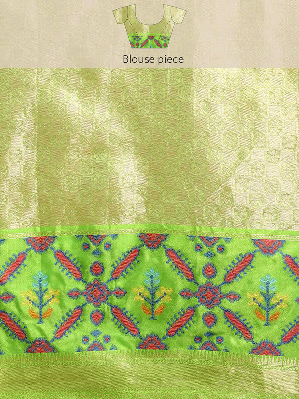 Gray Silk Blend Woven Zari Design Geomatric Saree with Unstitched Blouse - Hiral Fashion | Swadesiicart