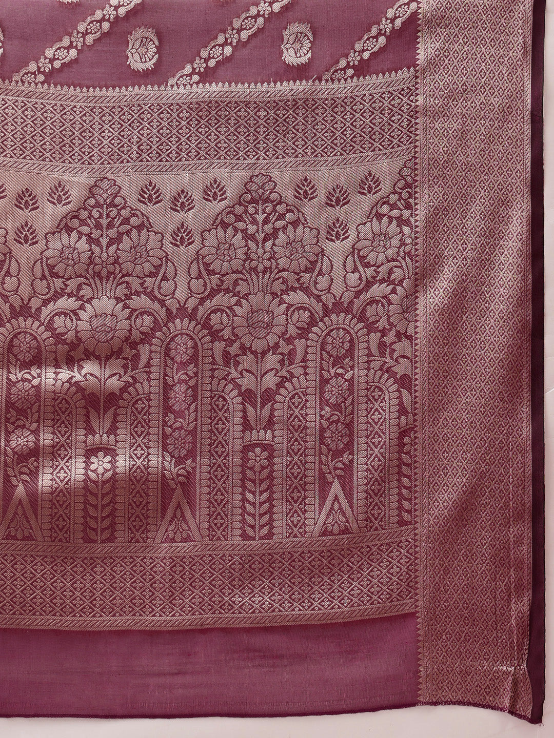 Hiral Fashion Purple Banarasi Organza Silk Lahariya Woven Design Saree | Swadesiicart
