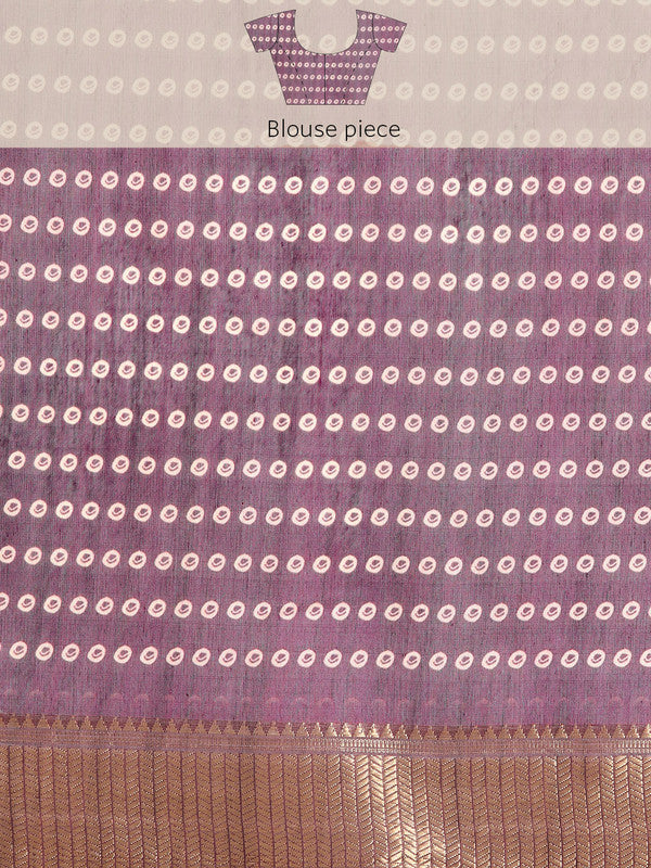 Purple Silk Cotton Printed Floral Saree with Unstitched Blouse - Hiral Fashion | Swadesiicart