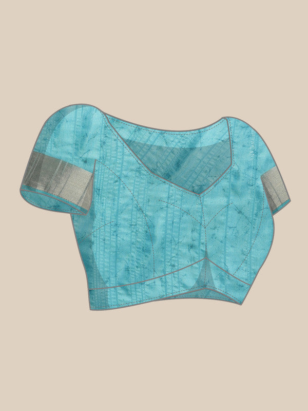 Turquoise Silk Blend Digital Print Floral Saree with Unstitched Blouse - Hiral Fashion | Swadesiicart