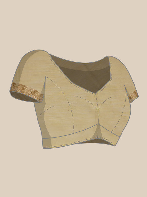 Yellow Linen Woven Thread Floral Saree with Unstitched Blouse - Hiral Fashion | Swadesiicart