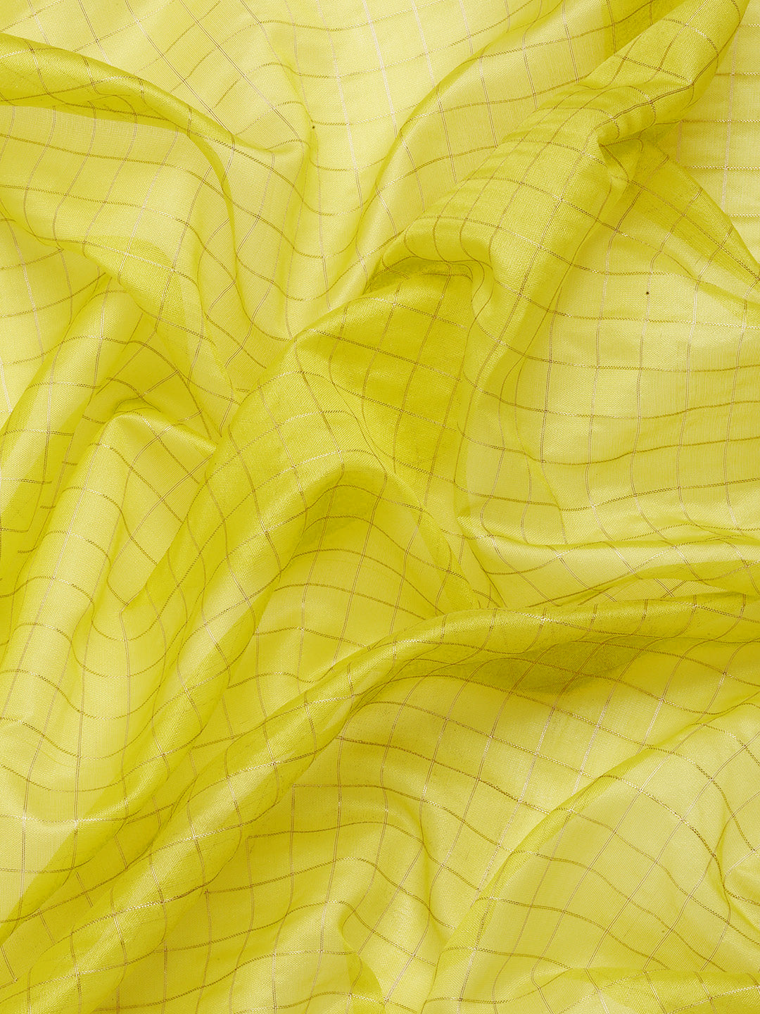 Yellow Banarasi Silk Woven Zari Design Checked Saree with Unstitched Blouse - Hiral Fashion | Swadesiicart