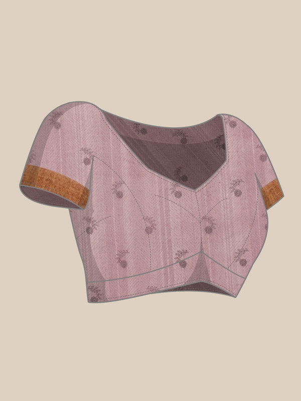 Pink Cotton Blend Printed Madhubani Saree with Unstitched Blouse - Hiral Fashion | Swadesiicart