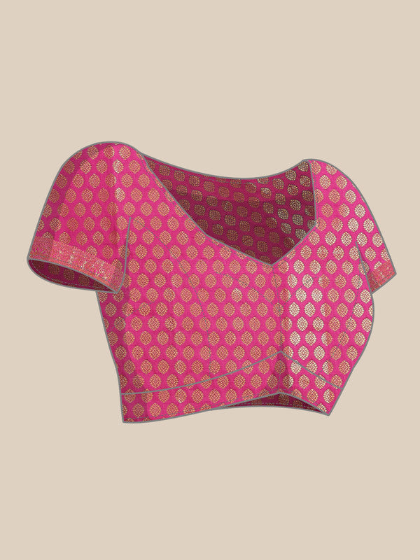 Yellow Silk Blend Woven Zari Design Striped Swadesiicart with Unstitched Blouse - Hiral Fashion