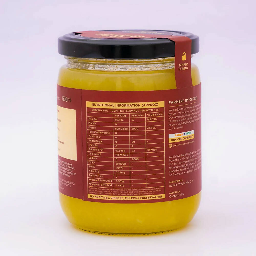 Two Brothers Organic Farms Indian Buffalo Ghee - Curd-Churned Bilona Ghee - Swadesiicart