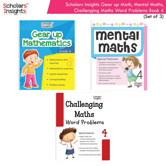 Scholars Insight Combo Set of Mathematics Workbooks For Grade 4| Set of 3| Problem Solving Book for Kids - Swadesiicart