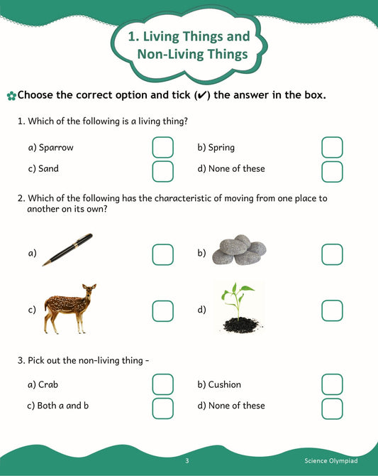 Scholars Insights Science Olympiad Grade 1| Science Practical Questions in MCQ format, QMR Sheet, Self Evaluation Sheet, Test Paper|Ages 6-7 Years - Swadesiicart