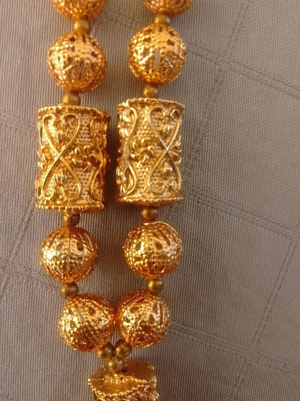 Jewel City Elegant Gold Beaded Tassel Necklace - Traditional Indian Long Chain Jewelry | Swadesiicart