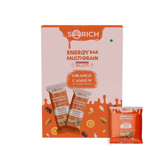 Sorich Organics Multigrain Energy Mini Bars Orange Cashew | Swadesiicart