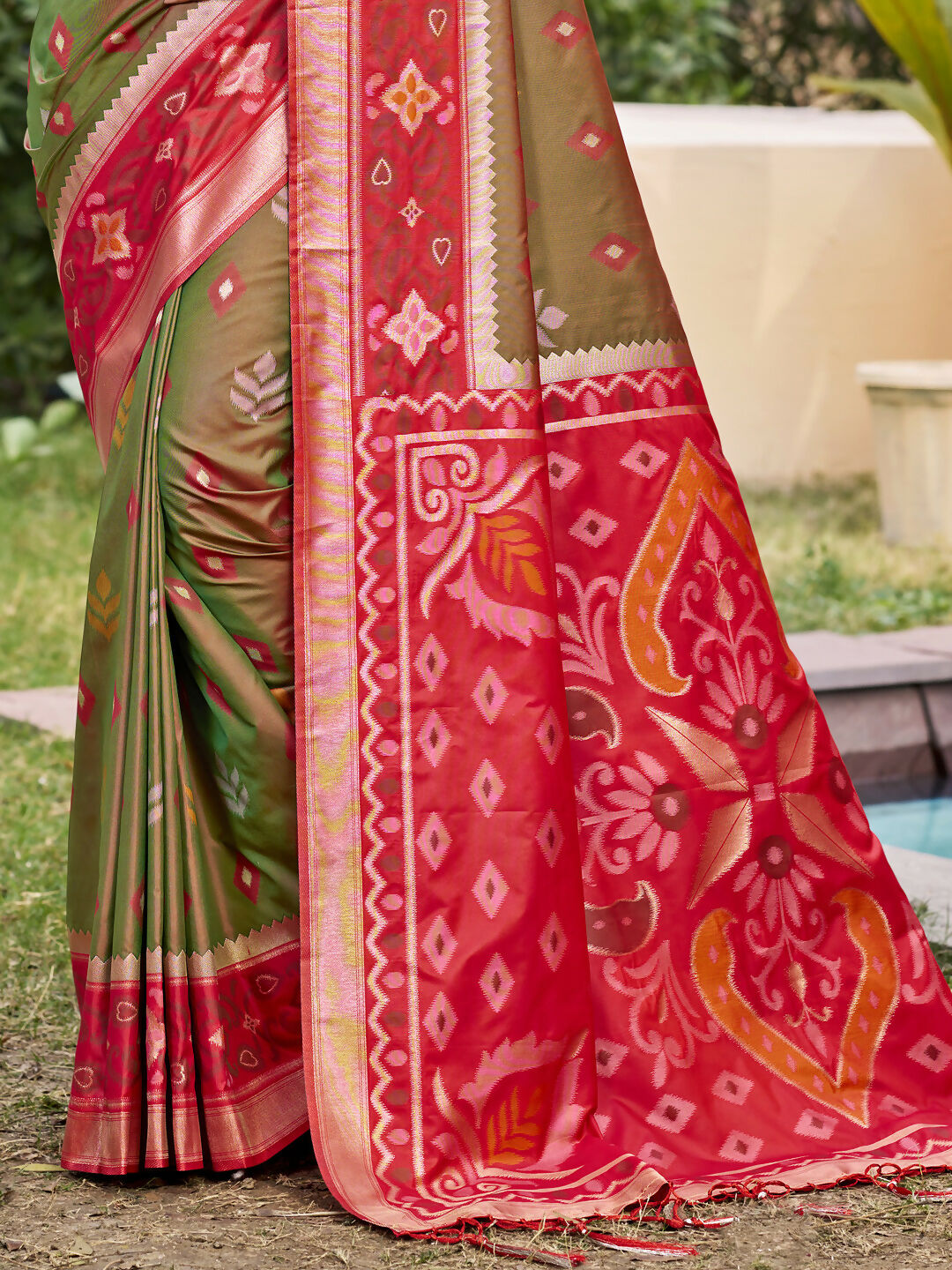 Shree Shyam Fashion Mehndi Pochampally Silk Saree