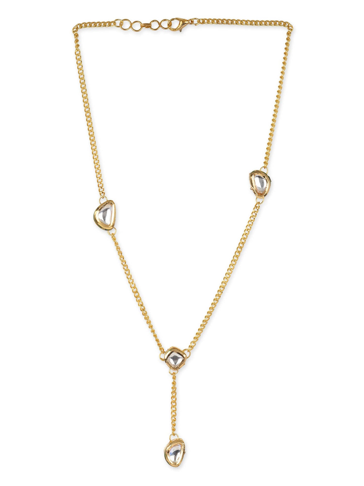 Gold-Toned White Brass Gold-Polished Necklace - Ruby Raang | Swadesiicart