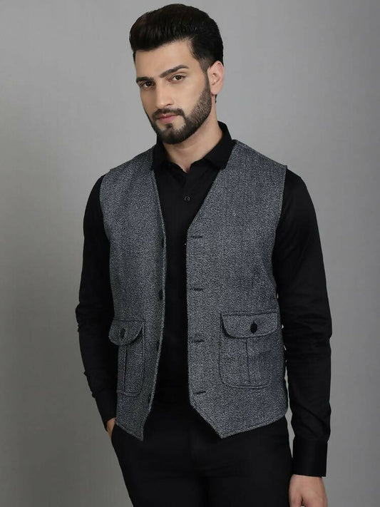 Even Apparels Solid Waistcoat - Grey | Swadesiicart