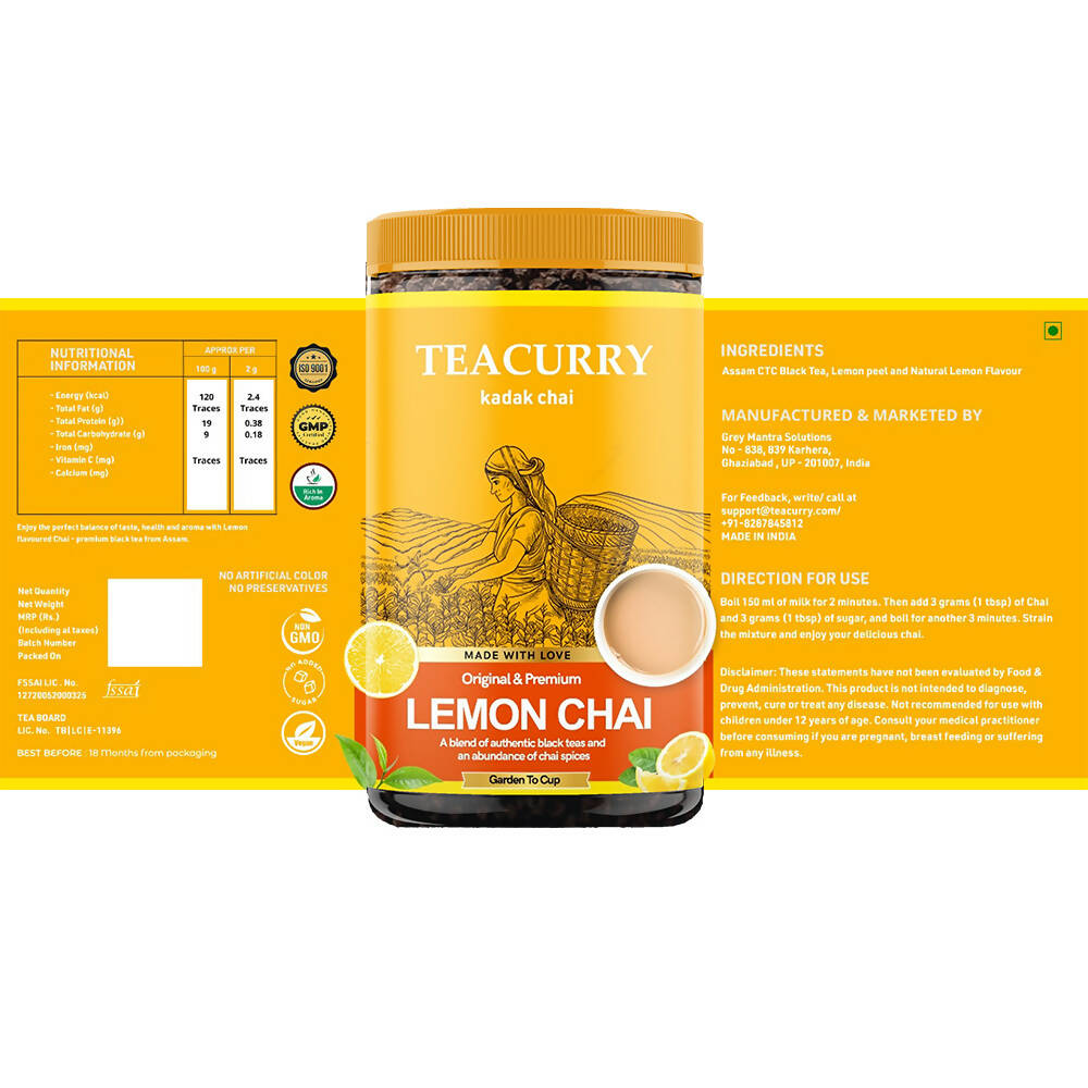 Teacurry Lemon Chai Powder - Swadesiicart