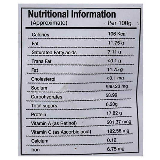Sri Sri Tattva Chutney Powder Nutritions