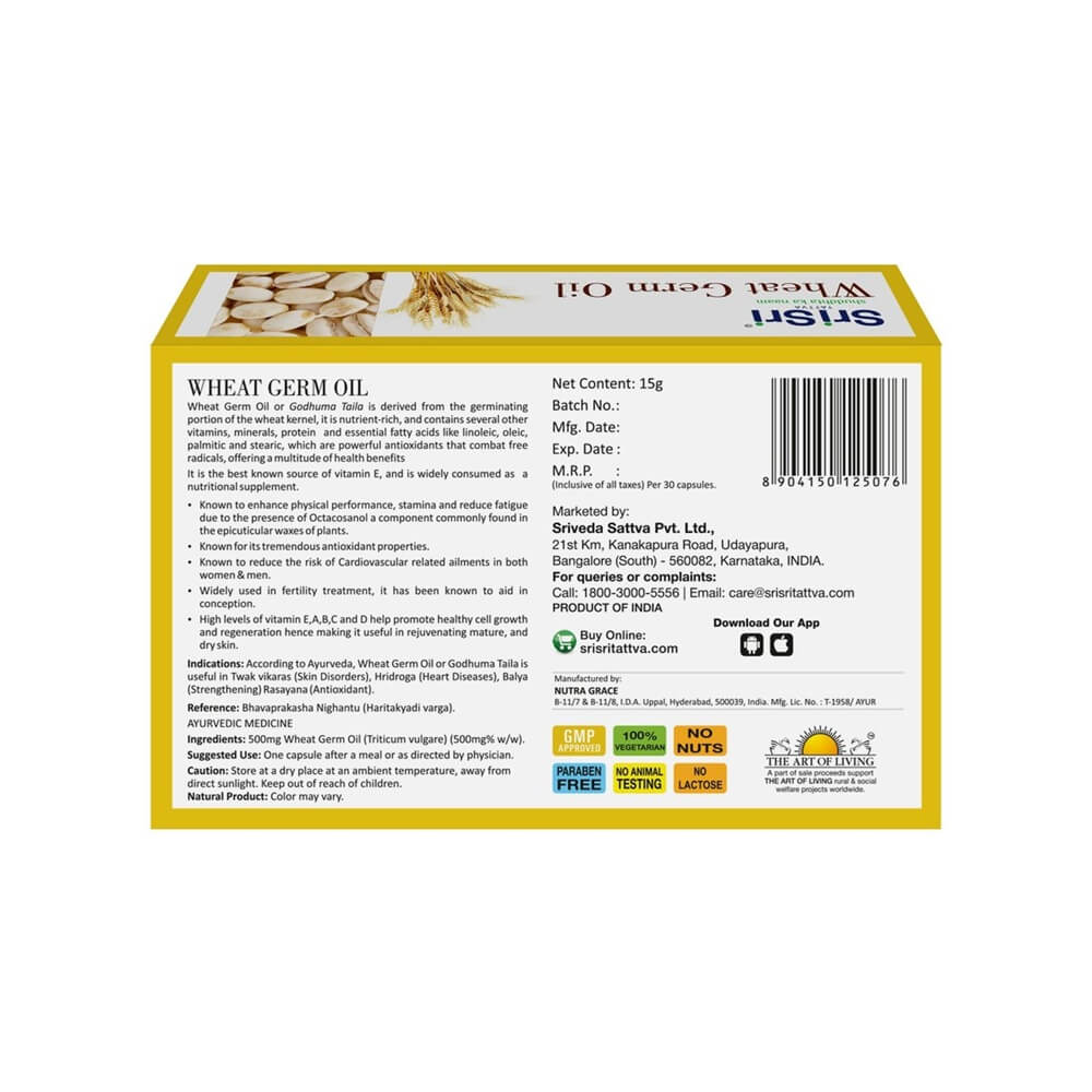 Sri Sri Tattva Wheat Germ Veg Oil Capsules | Swadesiicart