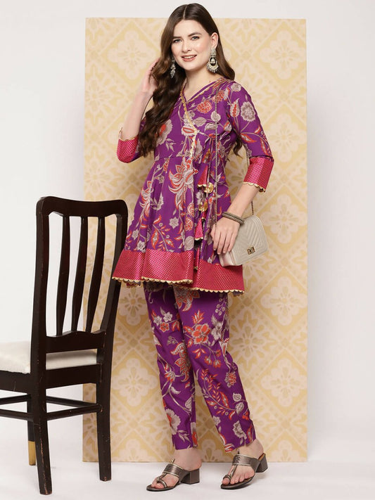 Ahalyaa Women's Traditional Wear Co-ods - Purple | Swadesiicart