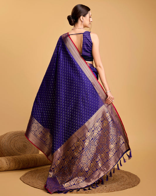 Vedant Vastram Soft Litchi Silk Banarasi Silk Saree - Violate | Swadesiicart