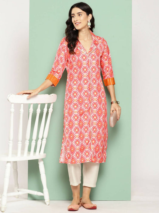 Ahalyaa Women's Traditional wear Kurta - Orange | Swadesiicart