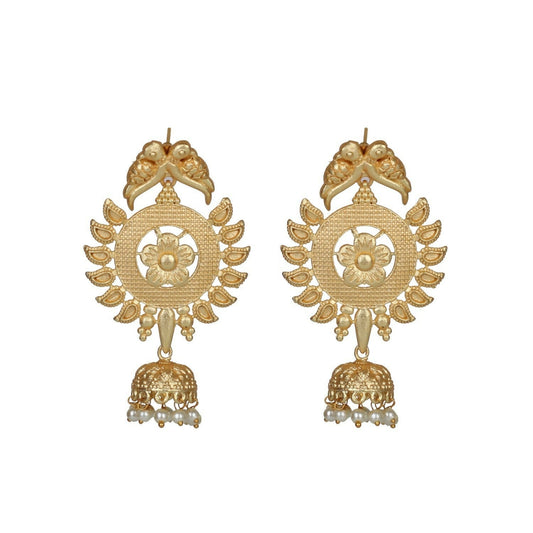 Joban Fashion Women Matte Gold Brass Earrings | Swadesiicart