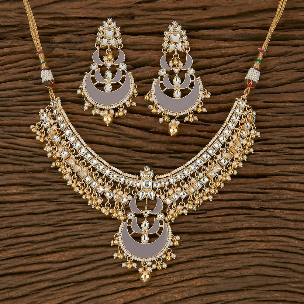 Joban Fashion Women Golden White Grey Necklace Set - Swadesiicart