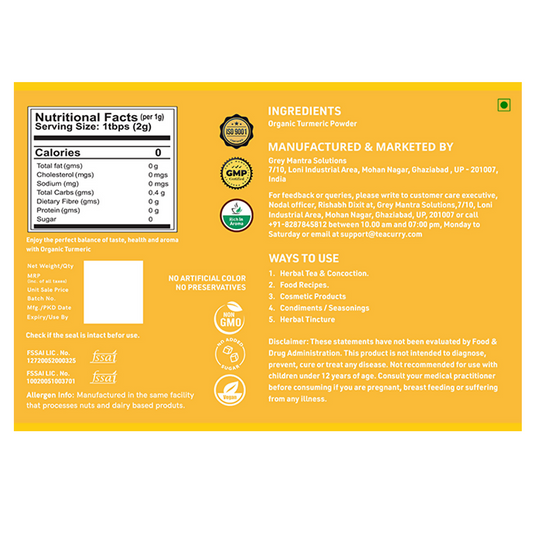 Teacurry Organic Turmeric Powder - Swadesiicart