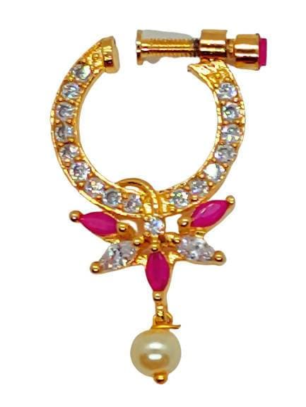AD Ruby Designer Nose Ring (Left Side) | Swadesiicart