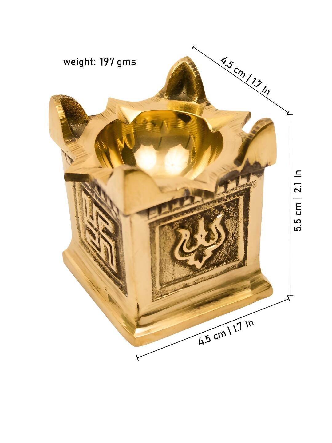 Spillbox Gold-Toned Brass Tulasi Deep Pooja Essential | Swadesiicart