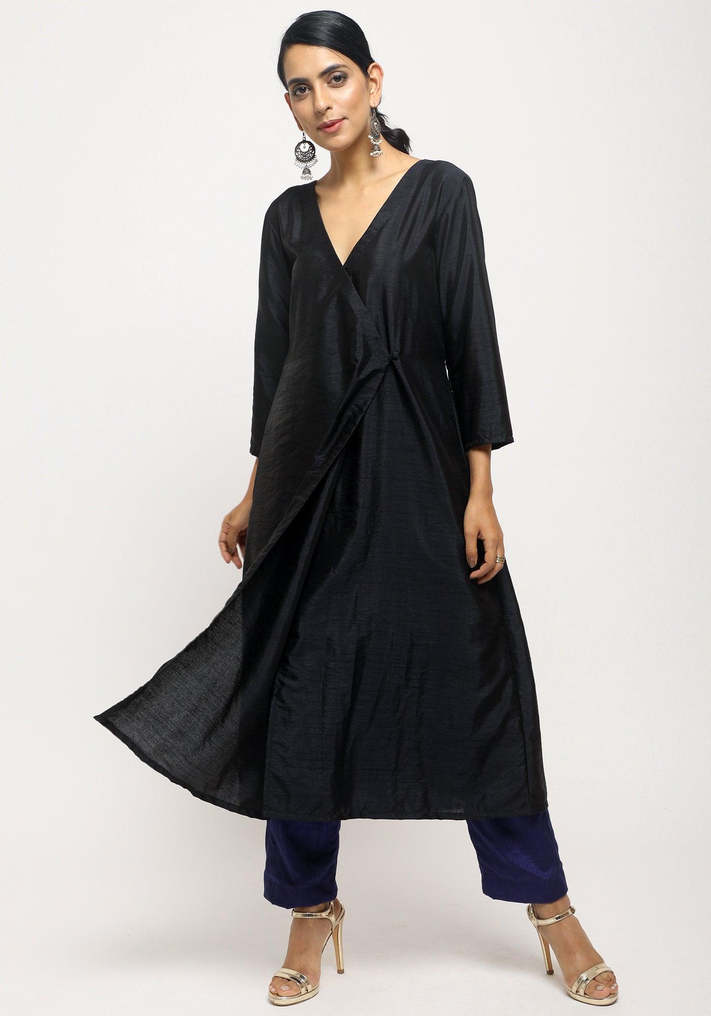 trueBrowns Black Angrakha Set | Swadesiicart