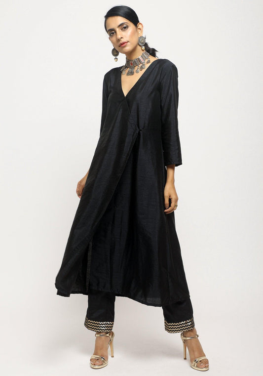 trueBrowns Black Angrakha Foil Pant | Swadesiicart