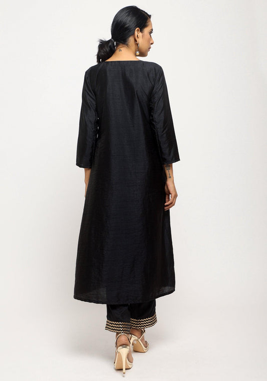 trueBrowns Black Angrakha Foil Pant | Swadesiicart