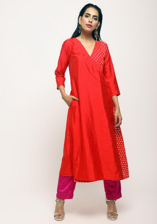 trueBrowns Orange Foil Angrakha Set | Swadesiicart