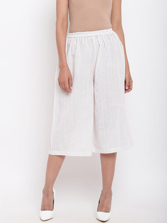 trueBrowns White Cotton Pant | Swadesiicart